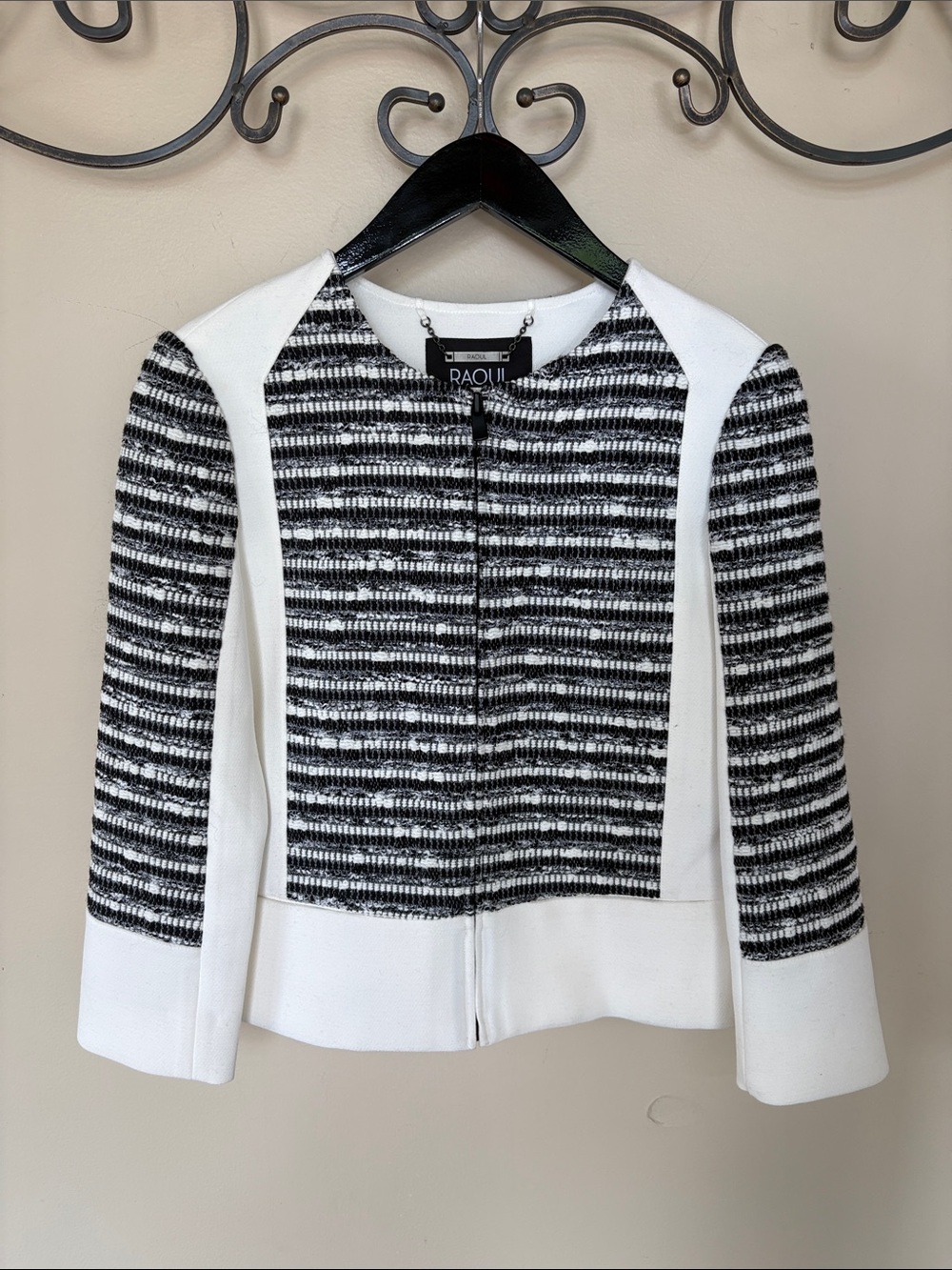 Raoul Black & White Textured Zip-Front Jacket